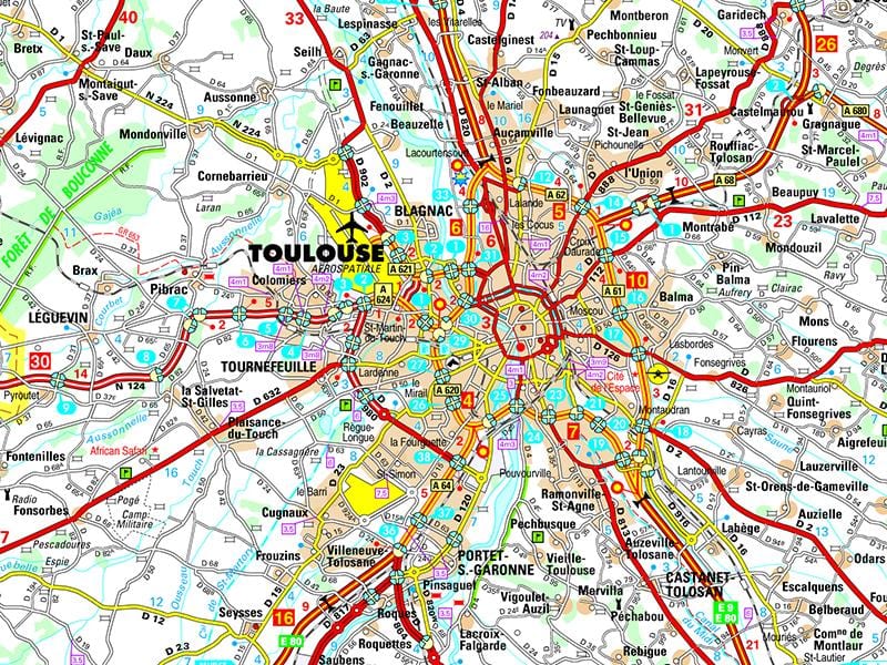 zemljevid Toulouse cesti