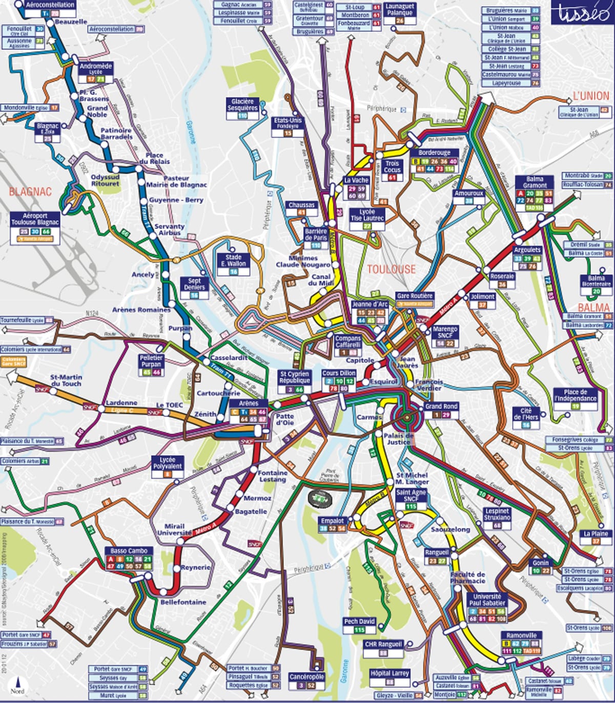Toulouse prevoz zemljevid
