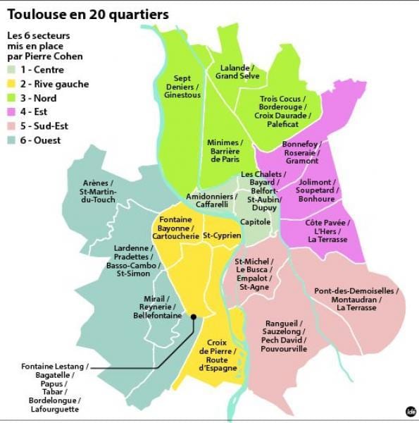 zemljevid Toulouse okrožju