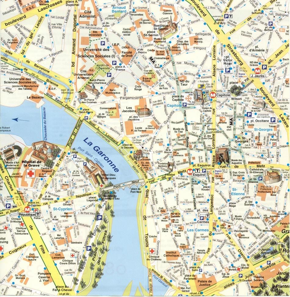zemljevid Toulouse predmestju