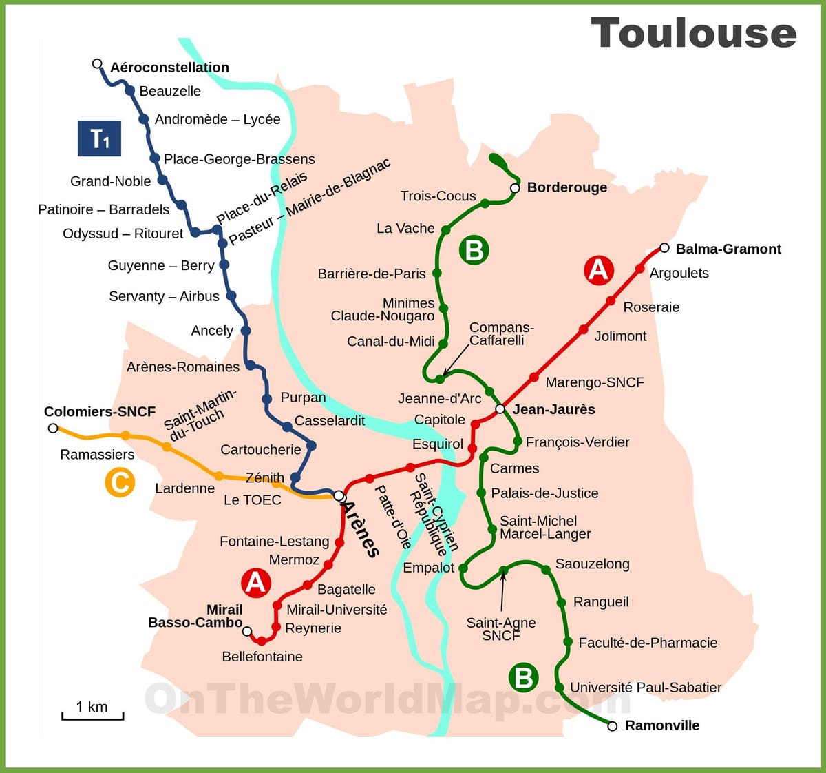 Toulouse podzemnih zemljevid