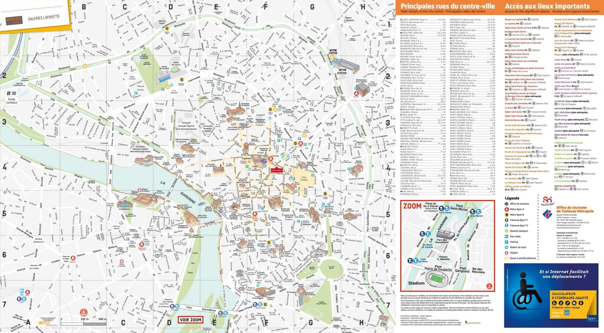 Toulouse spomenik zemljevid