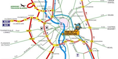 Zemljevid Toulouse avtocesti