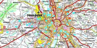 Zemljevid Toulouse cesti
