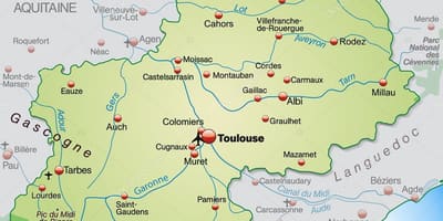 Toulouse regiji zemljevid